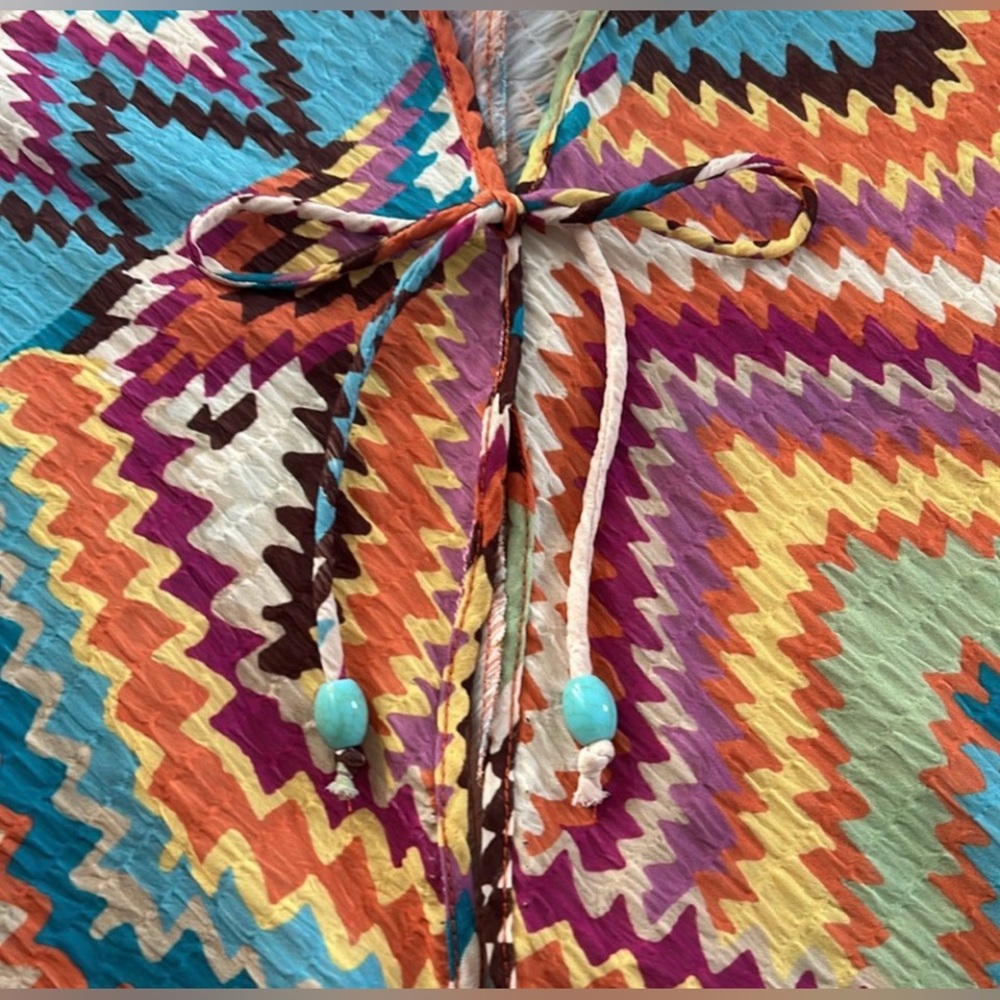 Zara Multicolor V-neck Geometrical Print Dress - Picture 9 of 10